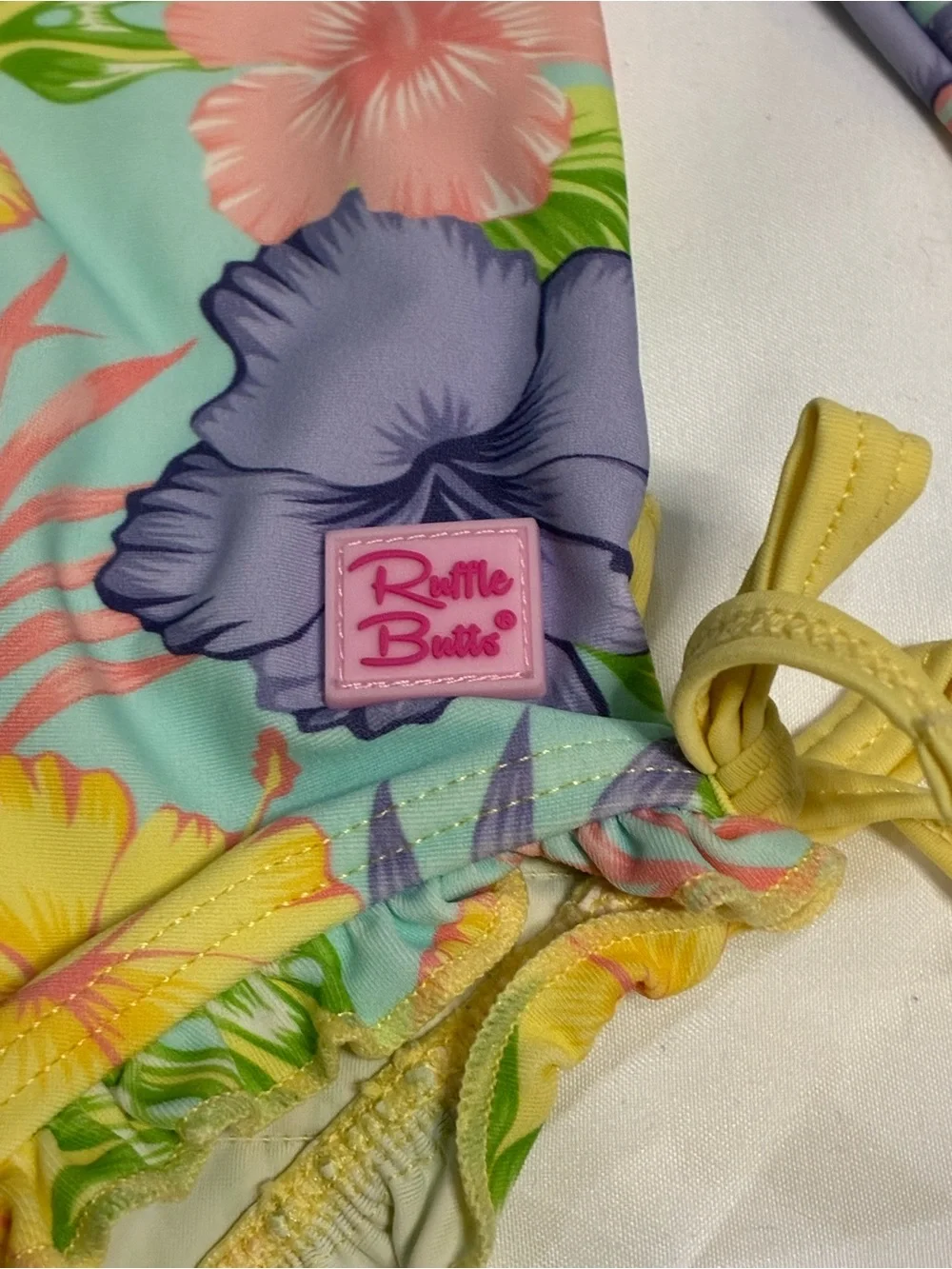 RuffleButts Baby Girls Tropical Floral Rash Guard Swimsuit 6-12M